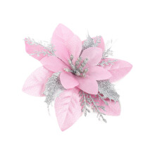 14,5 cm Ornamento floreale natalizio glitter con clip