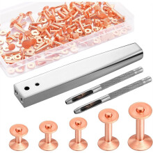 100 Sets Kupfernieten und Nietendorne, 9- und 12-Zentimeter-Nietensetzer, Sortiertes Ledernieten-Set mit Lochstanzen- und Schneideset für Gürtel