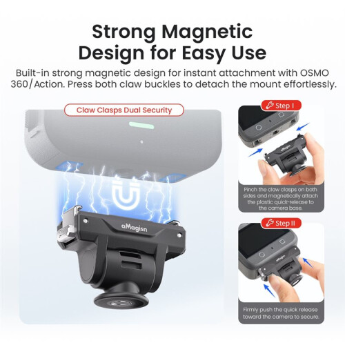 AMAGISN Adjustable Magnetic Quick Release Adapter Mount for  OSMO 360 / Action 5 Pro / 4 / 3 Action Camera Accessories 2