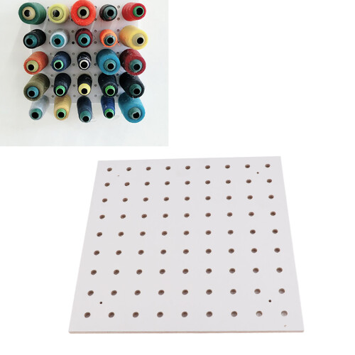 White 25 Spools Thread Holder Pegboard 30x30x1cm