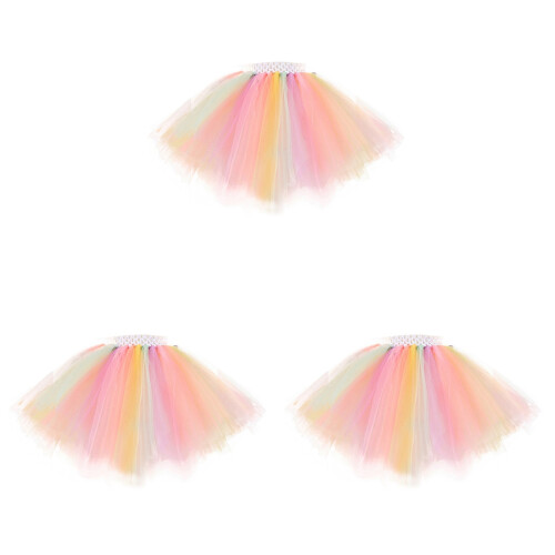 3Pièces Jupe Tutu Mousseline Fluffy Élastique
