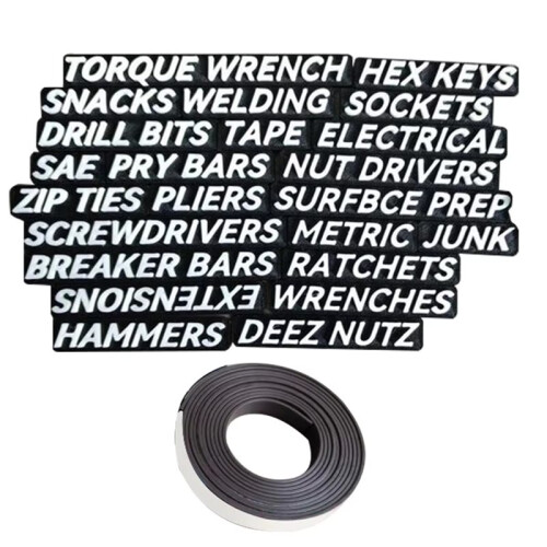 23 Pcs Magnetic Toolbox Drawer Tags Bold Easy-to-Read 3D Magnetic Tool Box Organizer Labels ToolboxWidget Stickers D