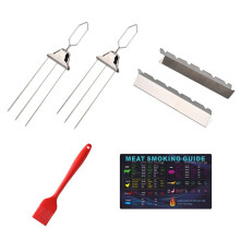 Stainless Steel Kabob Grill Skewers Rack Metal Grilling Skewers Dishwasher Safe BBQ Grill Skewers with BBQ Chart