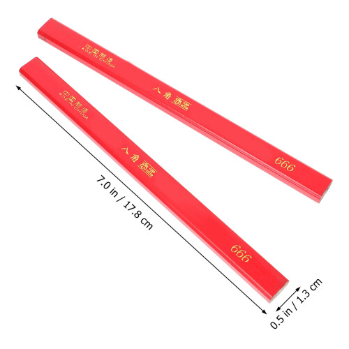 96Pièces Crayons De Menuisier Rouge Bois Octogonaux Durs Pour Chantier 1