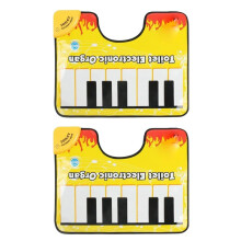 Artistic Piano Sound Bathroom Carpet, Attractive Floor Mat with Piano Sound, Toilet Electronic Music Carpet Set