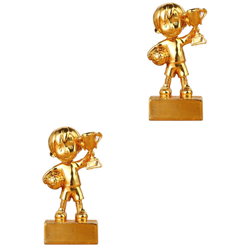 2Pièces Trophées De Football Dorés Usage Durable Élégant 2