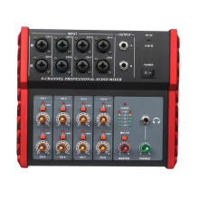 Multi-Function Mixing Console Digital 8 Channel Audio Mixer Stereo for Recording DJ Sound Mixers Live Broadcast Red US