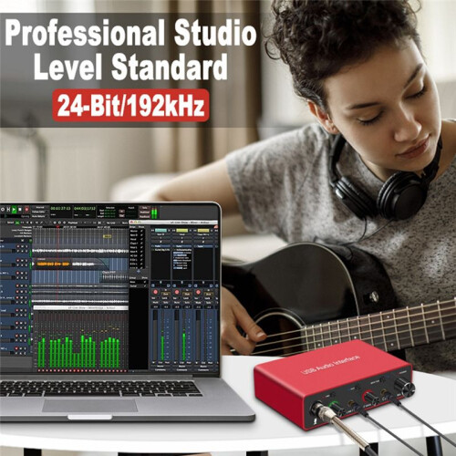 192KHz USB Audio Interface Placa de Som XLR Interface Studio para Podcast Recording Equipment Professional 2
