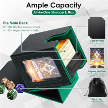 Display Card Box,Card Box Suitable for 100 Double Sleeve Cards,Large Capacity Portable Storage Card Box,A