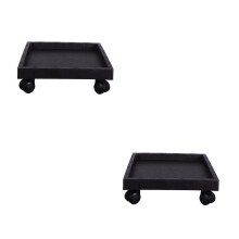 2Pièces Porte-Plante Noir À Roulettes Pour Jardin