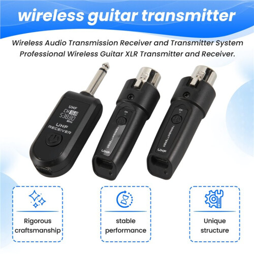 Wireless Audio Transmission Receiver and Transmitter System Professional Wireless Guitar XLR Transmitter and Receiver 2