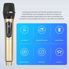 Draadloze Één-op-Twee Thuismicrofoon 6.35 Interface Professionele Handheld Microfoon voor KTV Optreden Podium Goud