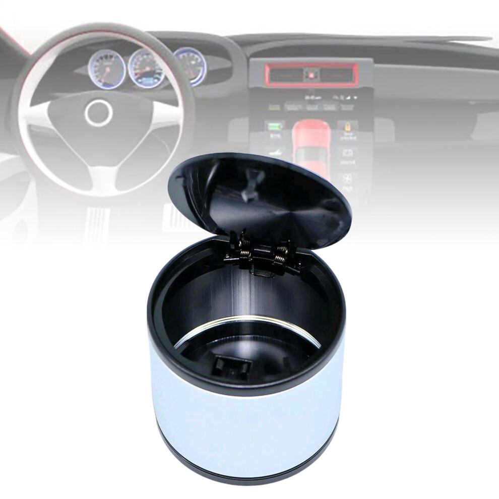 Silver Mini Car Ashtray Aluminum Alloy Anti Soot With Press Lid