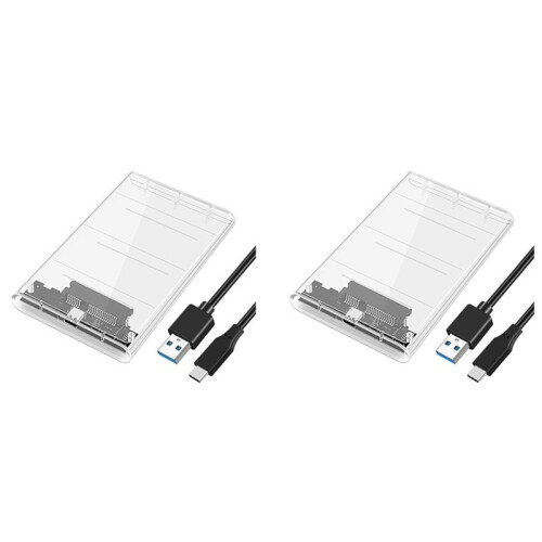 2X Gabinete de HDD USB3.0/Type-C de 2,5 Polegadas Caso de Disco Rígido SSD SATA3 para USB 3.0 Caixa de HDD Transparente USB C HDD Case 5 Gbps