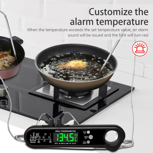 Dual Probes Meat Thermometer 16x3.5x2 cm Red 1