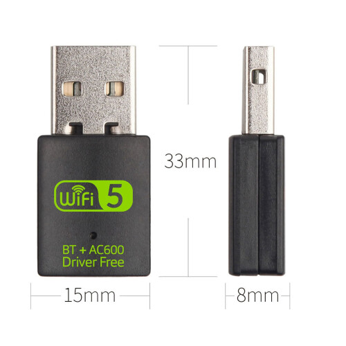 USB WiFi5 Bluetooth Adapter 600Mbps Dual Band 2.4/5Ghz for PC 1