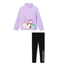 (7-8 Years, Purple/Black) Squishmallows Girls Borg Half Zip Loungewear Set