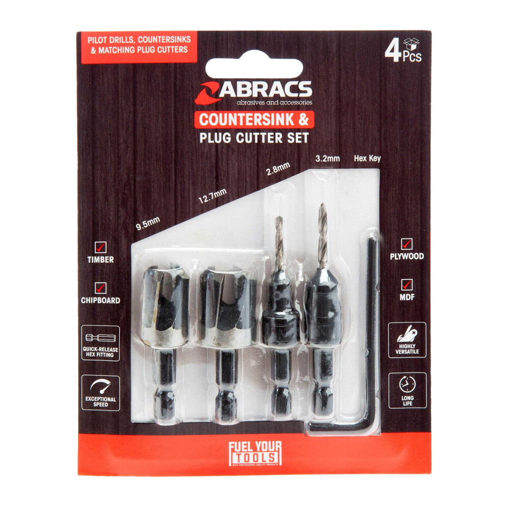 Abracs Countersink Drill Bit Set (Pack Of 4) 5063918184304