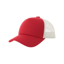 (One Size, Red) Atlantis Headwear Unisex Adult Record-S 5 Panel Recycled High Profile Trucker Cap