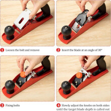 Woodworking Tools 4PC 9.5in Wood Chisel Set 1PC No.4 Adjustable Hand Planer with 2 in Replacement Blade,for Woodworking