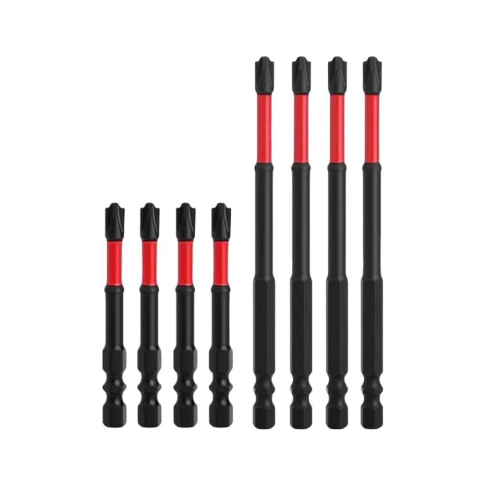 Impact Screwdriver Bit Set - 65Mm & 110Mm Slotted Heads, 1/4 Inch Hex Shank, Cnc Machined Tips With Magnetism, 8Pcs 4712584712229
