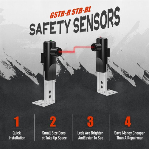 GSTB-R STB-B Safety Sensor, Replacement for Genie Garage Door Openers (1 X Receiver Sensor and 1 X Transmitter Sensor) 1