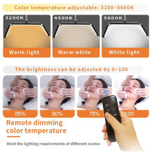 30 W Professionelle Wimpernlampe, 26 Zoll, Faltbare Freischwinger-Halbmondlampe mit Tischklemme und Fernbedienung, US-Stecker