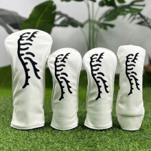 (White- 1+3+5+UT(4PCS SET)) HOT Tiger Golf Wood Head Cover Headcover PU Driver Fairway Hybrid Club Cover