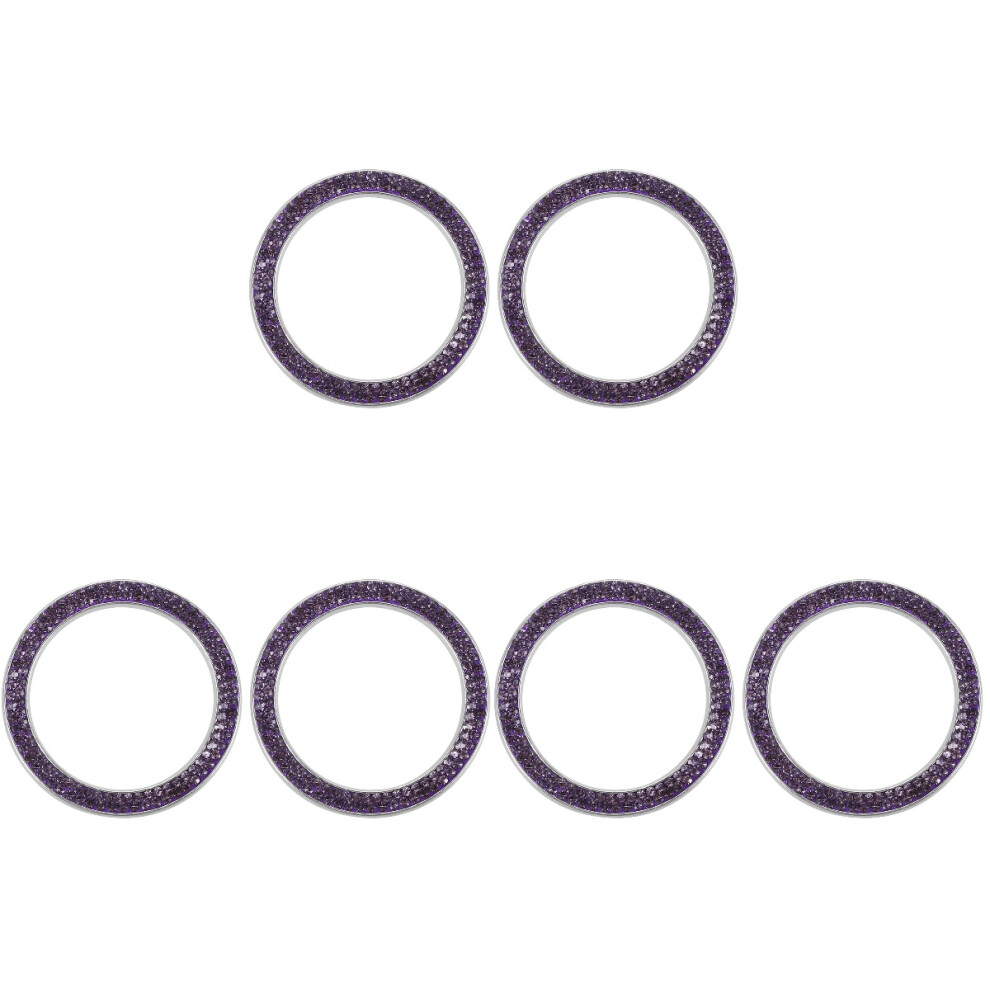 6Pcs Violet Bling Car Engine Start Button Covers Zinc Alloy Rhinestone 3701208595264