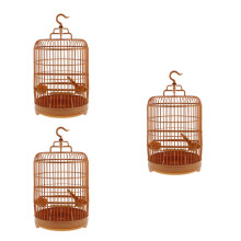 3Sets Plastic Pet Bird Cage Brown Round Parakeet Parrot Cockatiel Cage