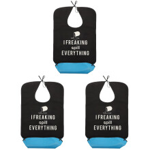 3Pcs Black Folding Adult Bibs Adjustable Comfortable Elderly Aprons