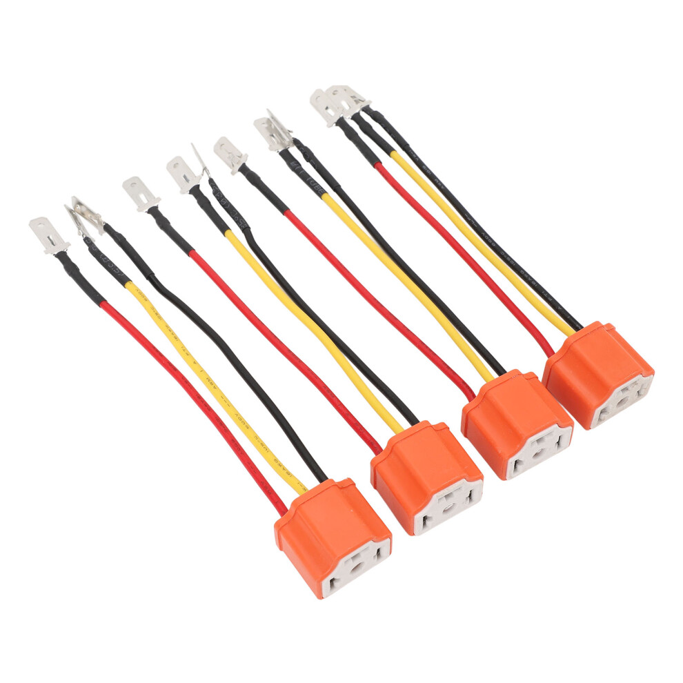 4Pcs H4 Ceramic Head Wiring Harness Connectors, 12V For Car, Truck, Marine Light 8761391114272