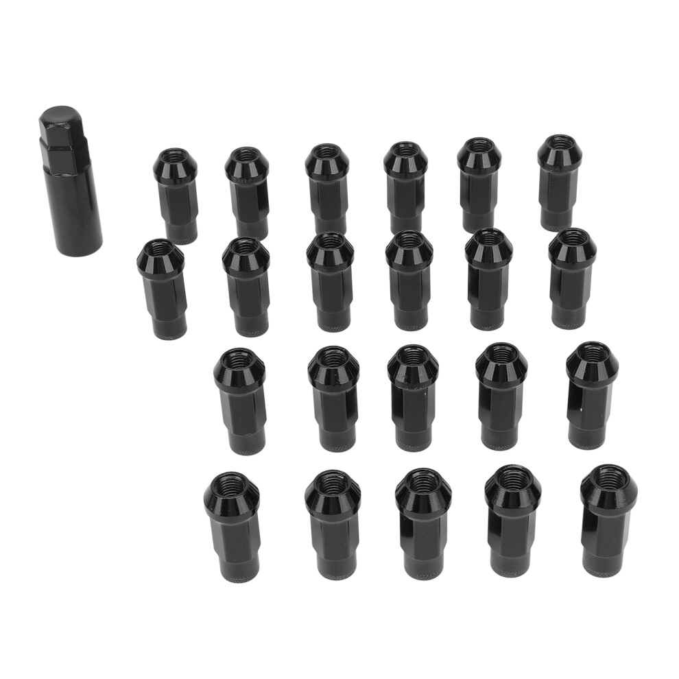 Tapered Lug Nuts 22Pc Sleeve Key Black 7055741596544