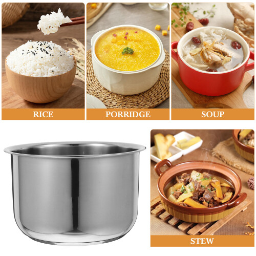 3Pièces Batterie Cuisson Acier Argent Pot Multi-Usage Cuiseur 2