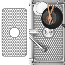 Hollow Insulated Grey Silicone Kitchen Sink Mat Non Slip & Large Size Protector