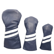 (Navy, 3pcs*3#+5#+H#) Diagonal Stripe Golf Head Cover For Driver Fairway Wood Hybrid Club 1/3/5/UT Set NEW