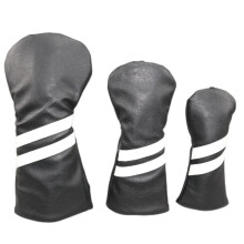 (Black, 4pcs*1#+3#+H#+H#) HOT Diagonal Stripe Golf Head Cover For Driver Fairway Wood Hybrid Club 1/3/5/UT Set