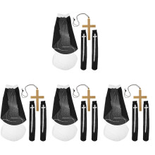 4Ensembles Déguisement Nonne Femme Collier Croix Chaussettes Hautes