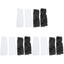 6Paare Bunte Polyester Punk Handschuhe Fingerlos Ripped Halloween Deko