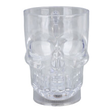 Drinkfles met doodskopmotief in Halloween-stijl, LED-verlichting, glow-in-the-dark, multifunctioneel, dik handgeblazen glazen bierpul met