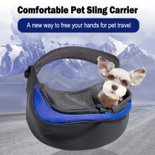 Sling bag porta-pet per esterni, tracolla per cani e gatti di piccola taglia, blu, 31x24x22cm