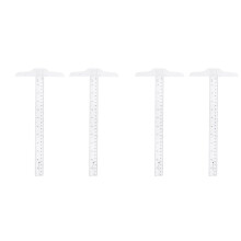 4St Plastic T-Shape Meetlinialen Dubbelschaal Voor Tekenen En Ontwerp