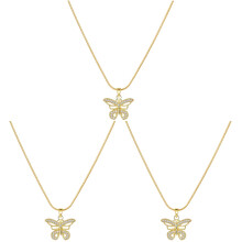 3Pièces Colliers Dorés Chic Pendentif Zircon
