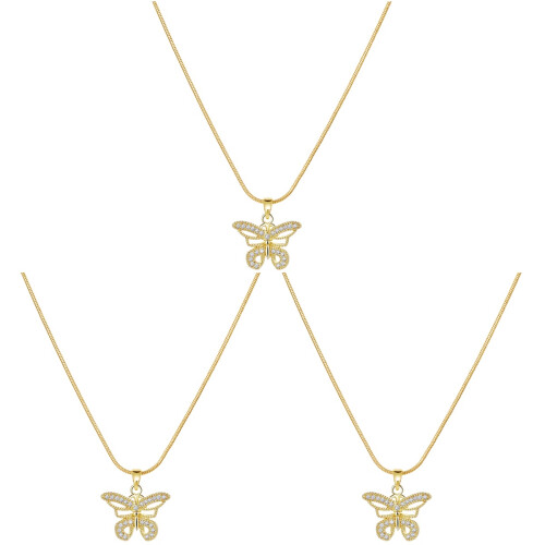 3Pièces Colliers Dorés Chic Pendentif Zircon