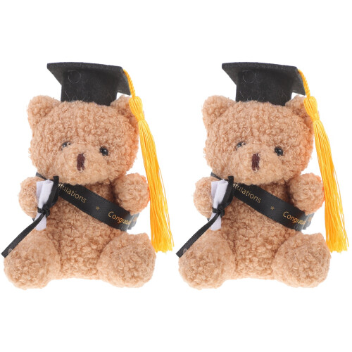 2Pièces Ours Mini Peluche Noir Décor Bouquet Maison
