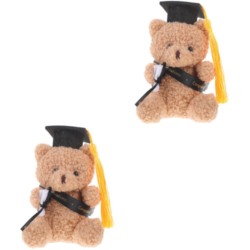 2Pièces Ours Mini Peluche Noir Décor Bouquet Maison 2