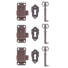 6Pièces Verrous Pour Tiroirs Boîtes Bois Designs Anciens