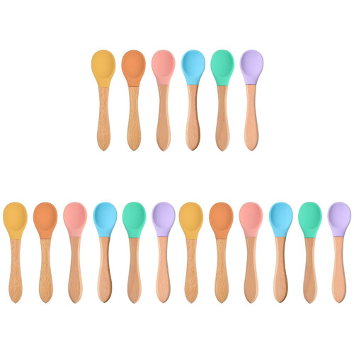 18Pièces Cuillères Bébé Silicone Résistantes Pour Soupe Repas