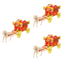 3Pcs 3D Wooden Puzzle Kit Carriage Educational Decor Craft