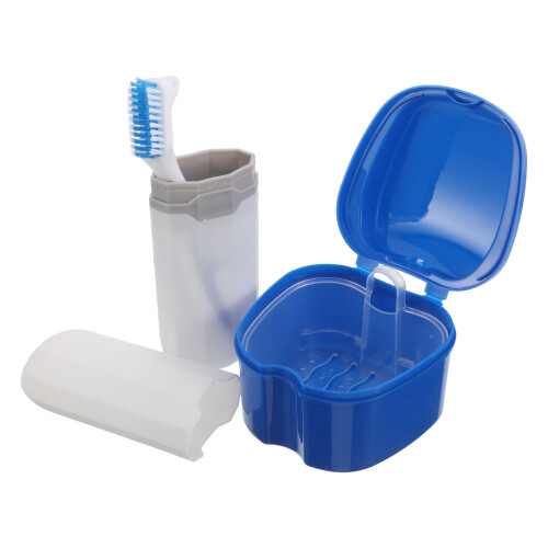 1Set Plastic Denture Cleaning Kit Portable Toothbrush Case and Cover